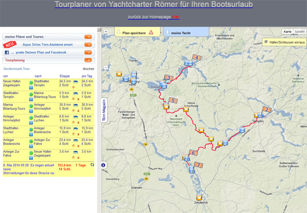 Ansicht einer Tour  im Tourenplaner