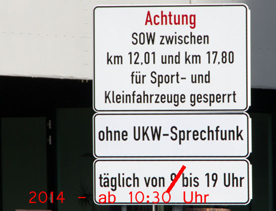 2014. UKW-Sprechfunkpflicht erst ab 10:30 statt um 9 Uhr