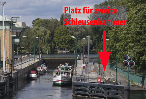 Spandauer Schleuse. Platz für zweite Schleusenkammer